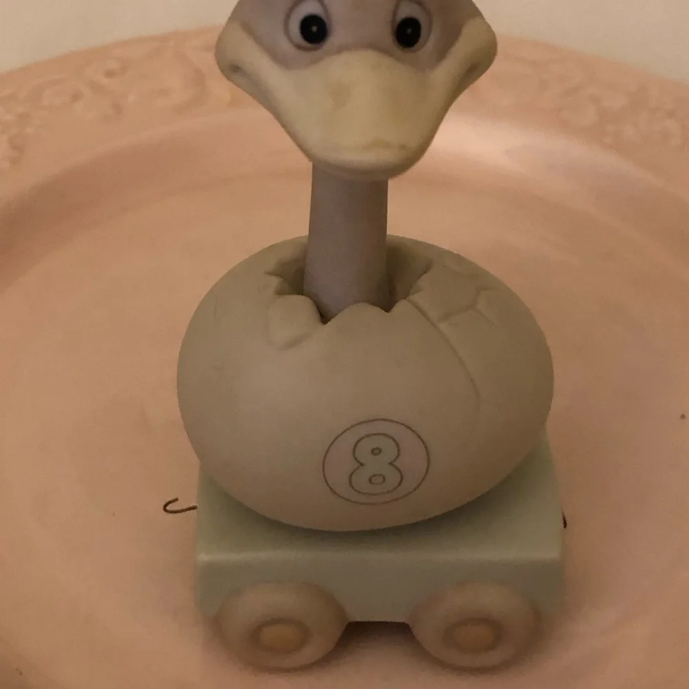 Enesco Precious Moments Pink, Blue and Cream Ostrich Ceramic Eighth Birthday